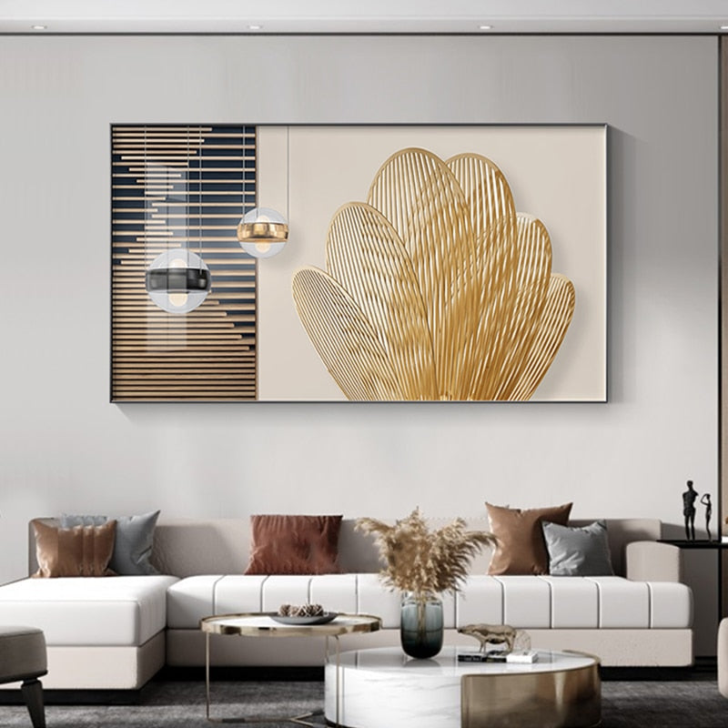 Luxury Wall Art Modern Minimalist Abstract Gold Poster Prints Nordic Decoration Canvas Painting Pictures for Living Room Decor
