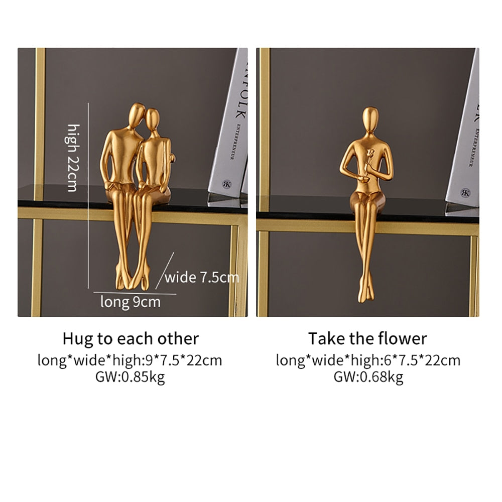 Abstract Golden Sculpture & Figurines for Interior Resin Figure Statue Modern Home Decor Desk Accessories Nordic Room Decoration