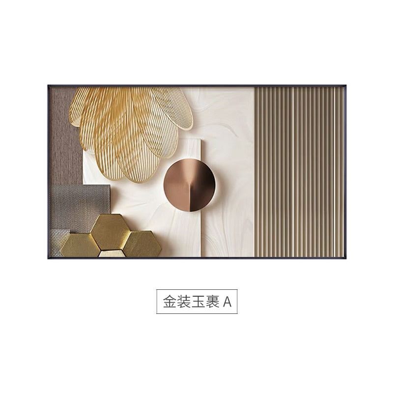 Luxury Wall Art Modern Minimalist Abstract Gold Poster Prints Nordic Decoration Canvas Painting Pictures for Living Room Decor