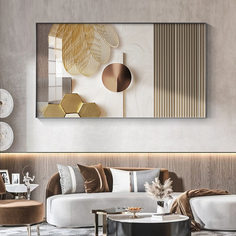 Luxury Wall Art Modern Minimalist Abstract Gold Poster Prints Nordic Decoration Canvas Painting Pictures for Living Room Decor