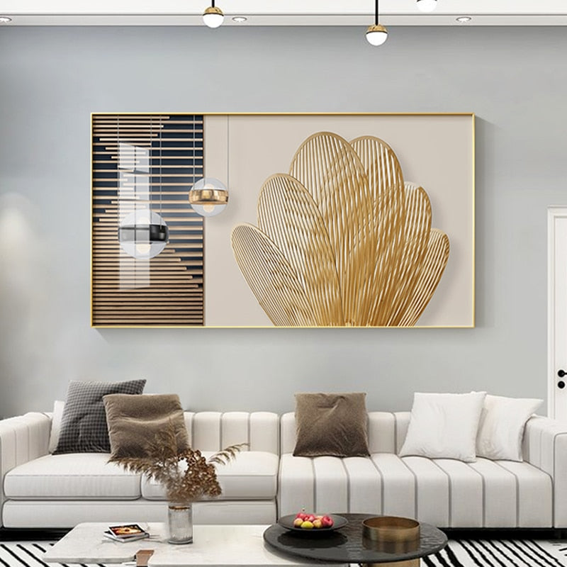Luxury Wall Art Modern Minimalist Abstract Gold Poster Prints Nordic Decoration Canvas Painting Pictures for Living Room Decor