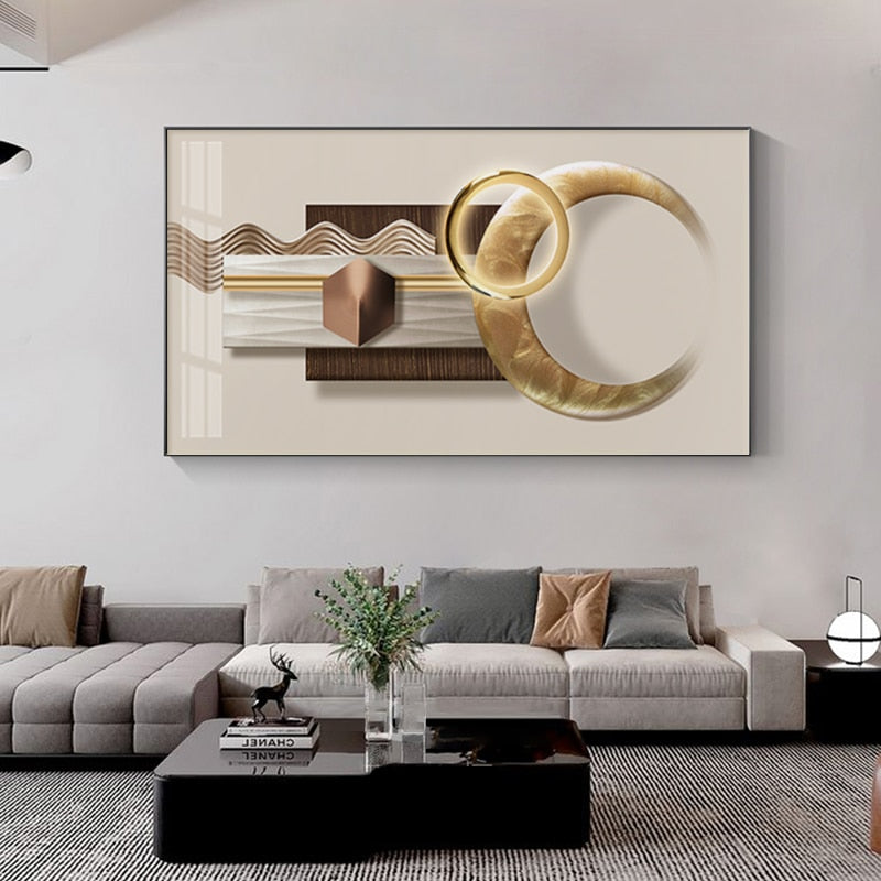 Luxury Wall Art Modern Minimalist Abstract Gold Poster Prints Nordic Decoration Canvas Painting Pictures for Living Room Decor