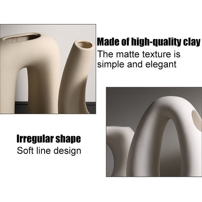 Nordic Ceramic Vase Vegetarian Flower Pot Ornaments Home Decor Living Room Table Decoration Birthday Gift Art Crafts Arrangement