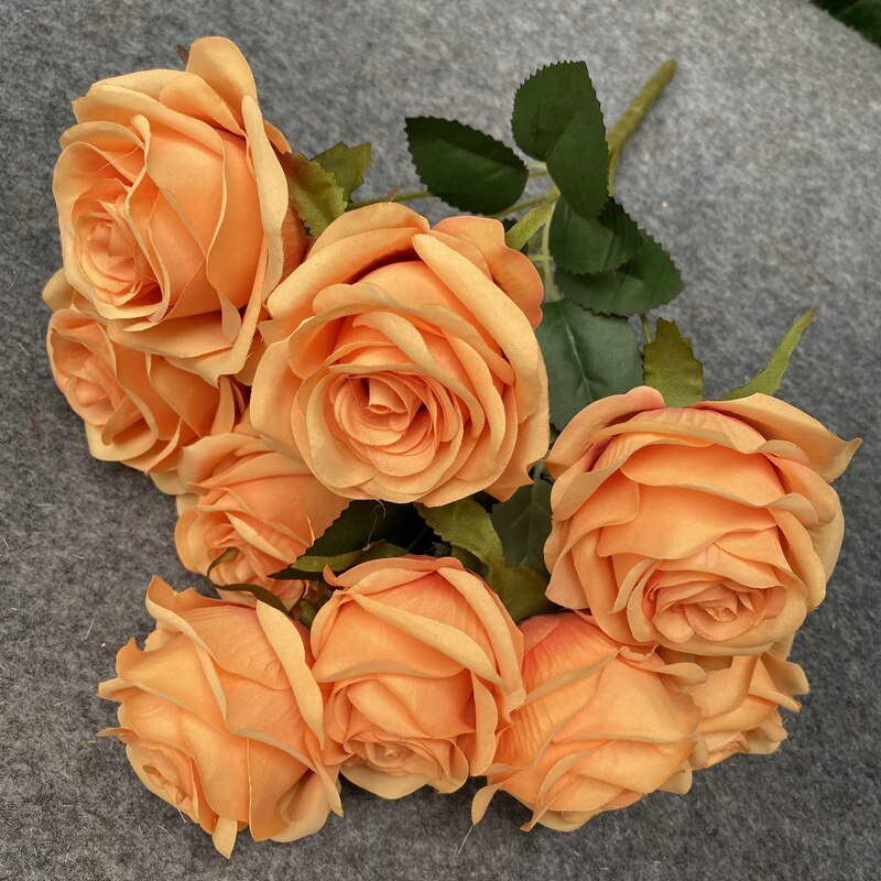 9 Head Artificial Pink Rose Wedding Bridal Bouquet Photography Props Home Garden Decoration Garden Decoration Ornaments
