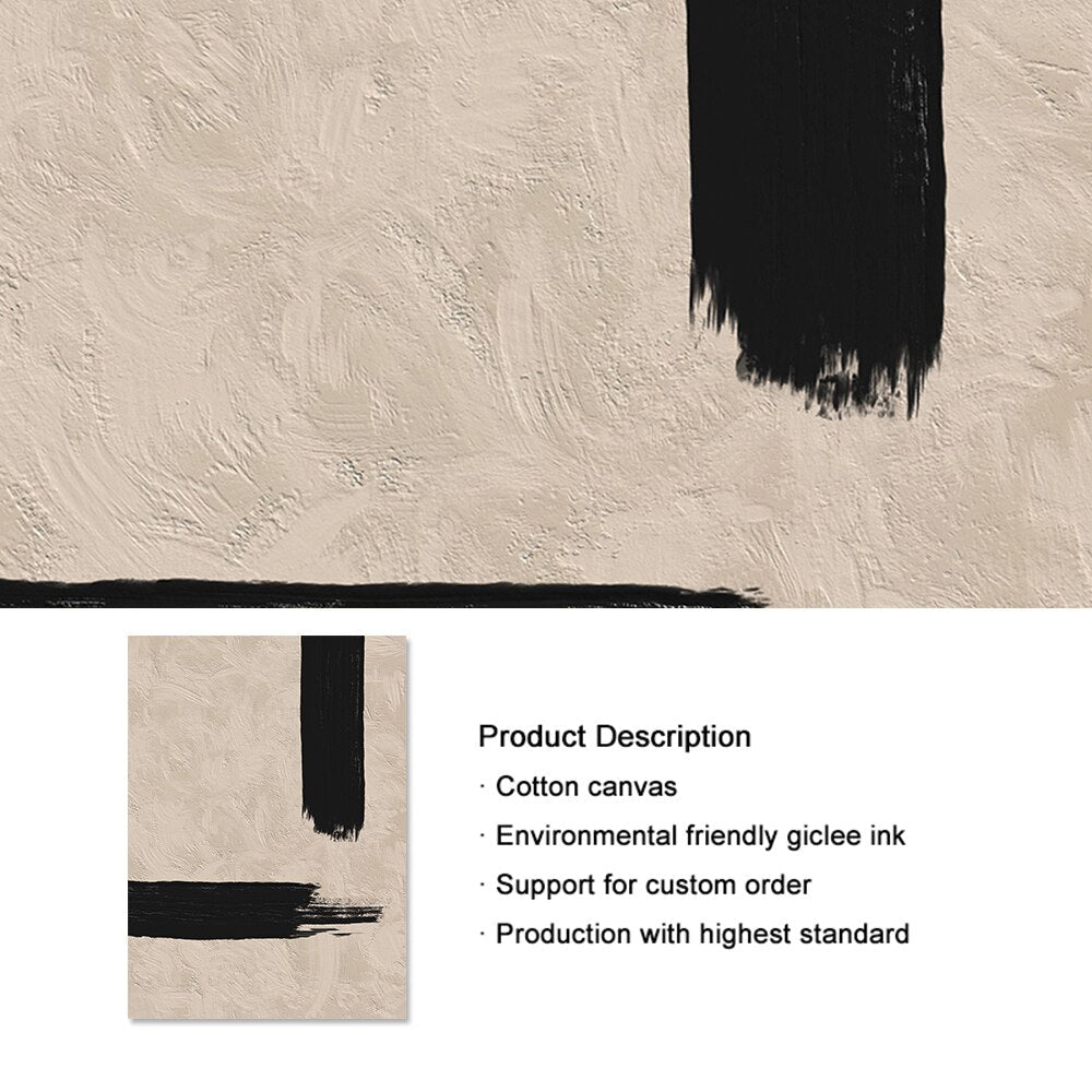 Modern Abstract Beige Black White Minimalist Posters Wall Art Canvas Painting Print Picture Living Room Interior Home Decoration