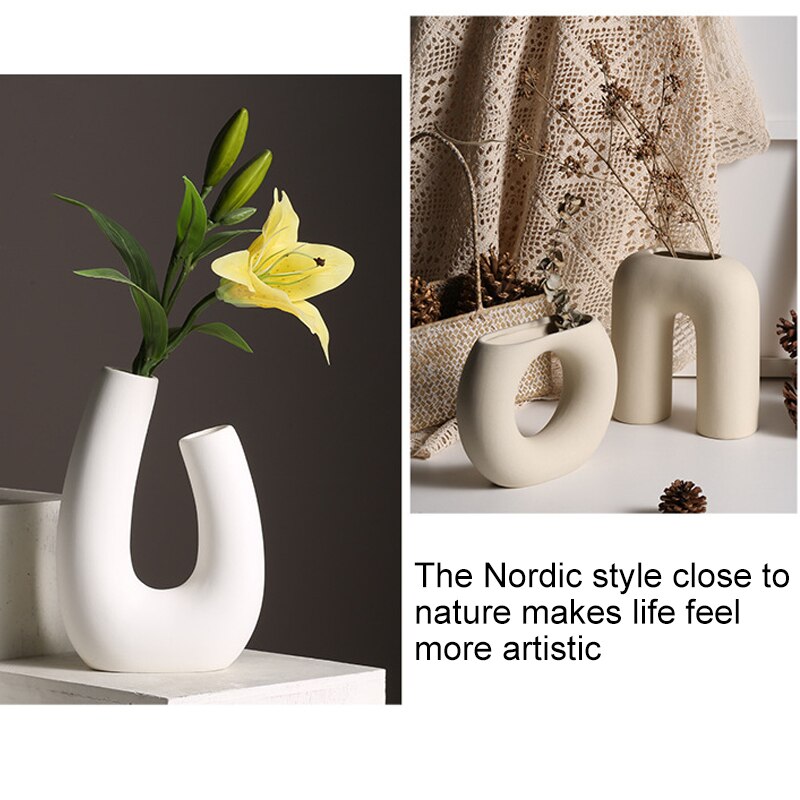 Nordic Ceramic Vase Vegetarian Flower Pot Ornaments Home Decor Living Room Table Decoration Birthday Gift Art Crafts Arrangement