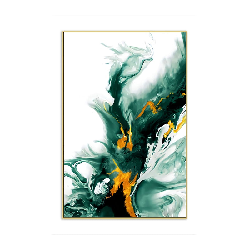 Modern Abstract Gold foil lines Green Canvas Art Paintings For Living Room Bedroom Posters And Prints Wall Poster Home Decor