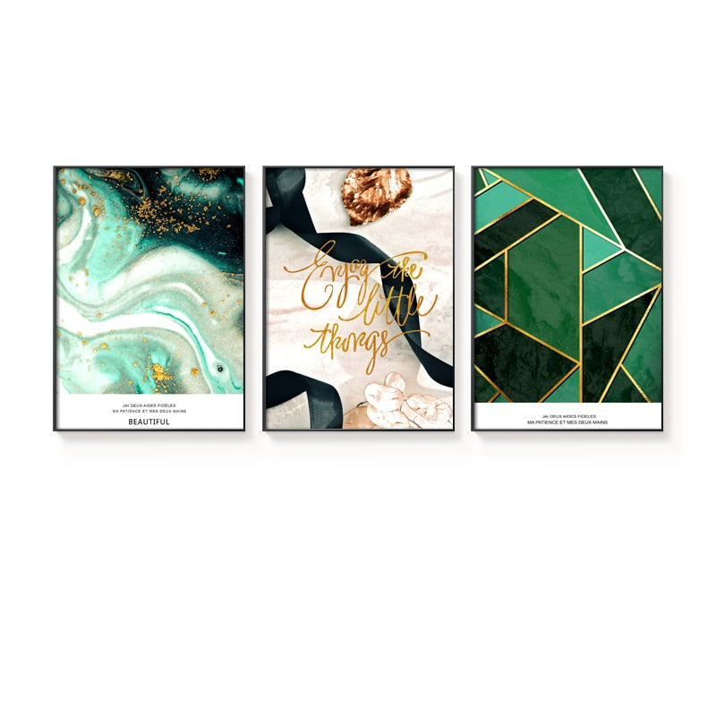 Modern Abstract Gold foil lines Green Canvas Art Paintings For Living Room Bedroom Posters And Prints Wall Poster Home Decor