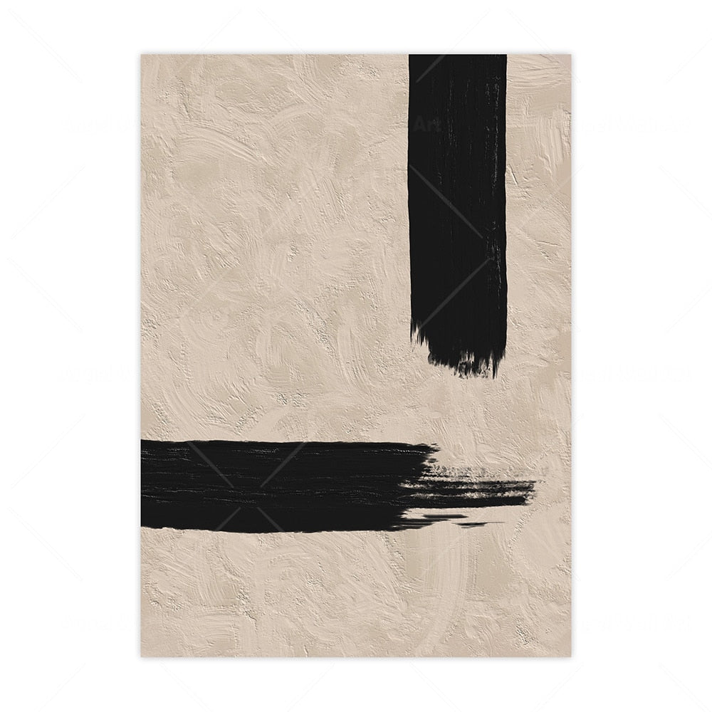Modern Abstract Beige Black White Minimalist Posters Wall Art Canvas Painting Print Picture Living Room Interior Home Decoration